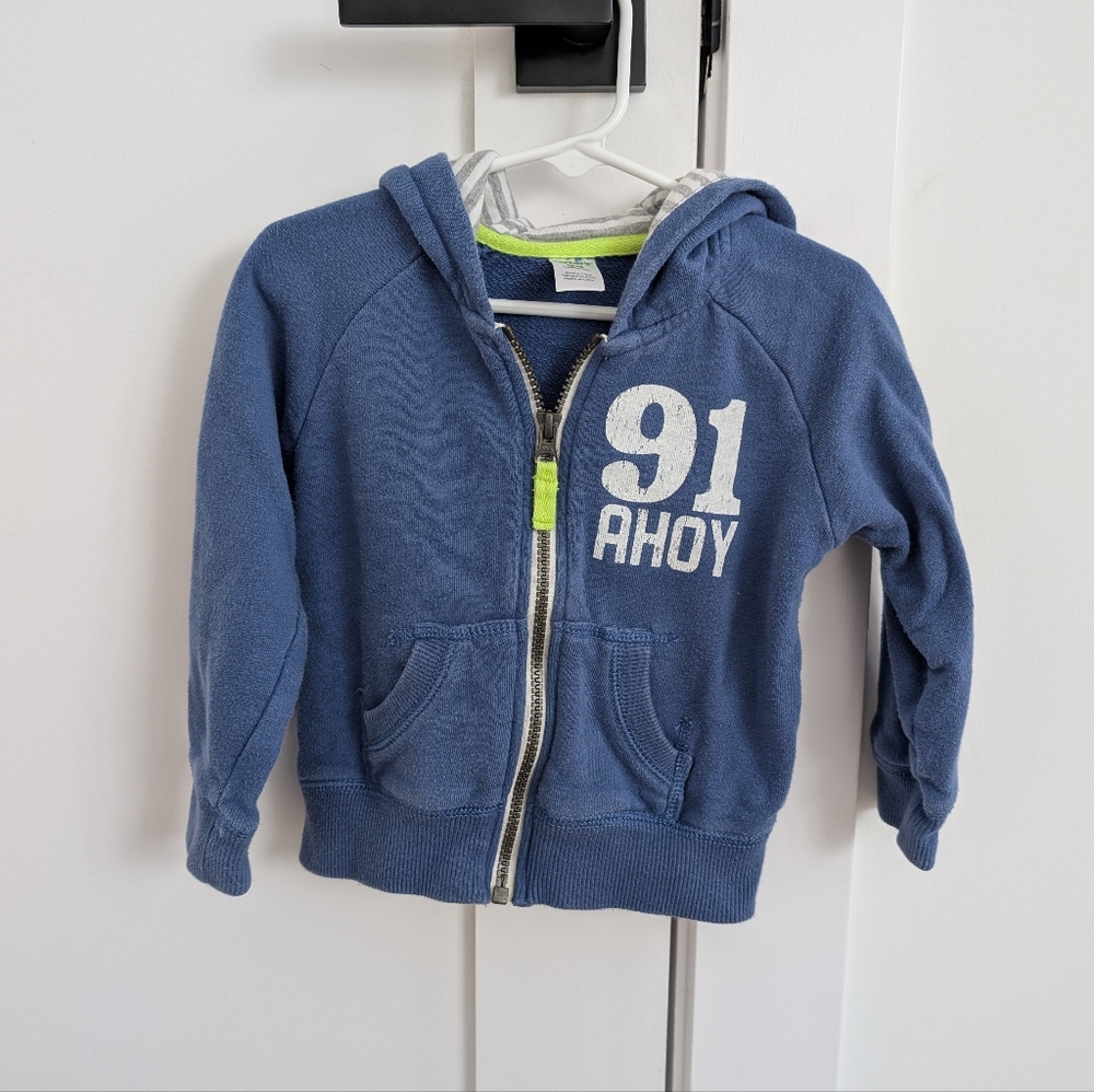 ✨4 for 12 Carter's Blue Kids Hoodie with '91 Ahoy' Design - 24 Months